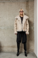 Double-sided beige sheepskin coat made of natural sheepskin